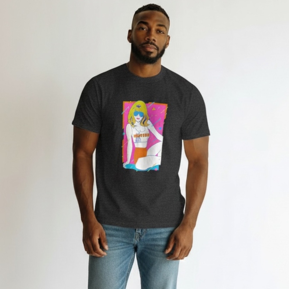 Bella canvas mens hooters blonde crewneck retro xl black  casual tee shirt